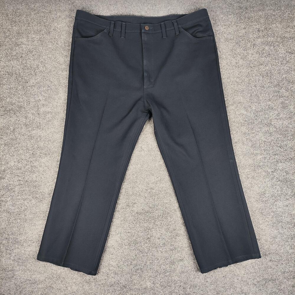 Wrangler Dress Pants Mens 44x30 Blue Polyester Flat Front 5-Pocket Workwear